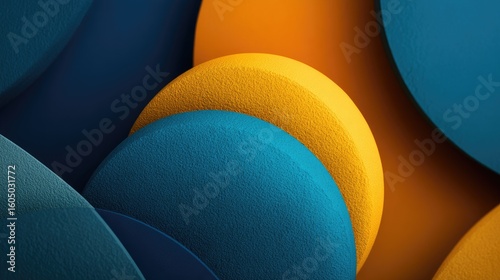 Abstract geometric shapes in vibrant colors.