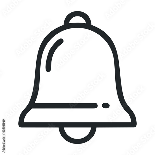 Outline of a simple black bell on transparent background for notifications. Vector illustration