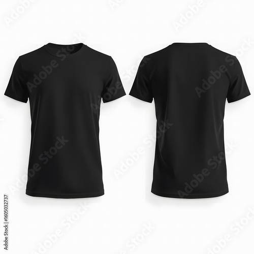 Blank Black T-Shirt Mockup Front and Back View