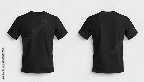 Blank Black T-Shirt Mockup Front and Back View