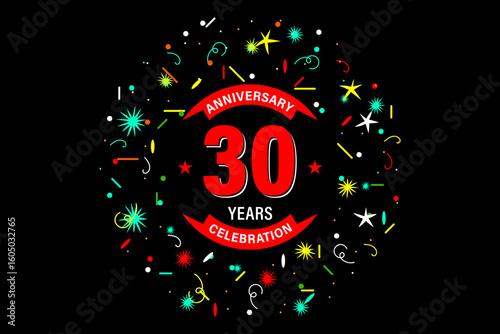 30 years anniversary celebration emblem. congratulations anniversary calligraphy background.