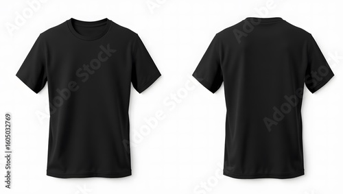 Blank Black T-Shirt Mockup Front and Back View