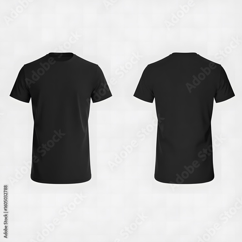 Blank Black T-Shirt Mockup Front and Back View