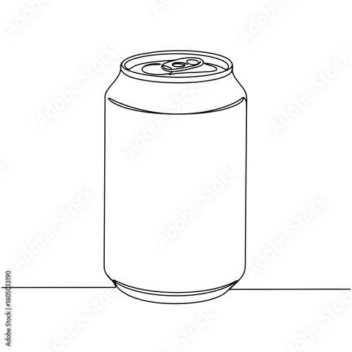 Soda can with tab in minimal linear vector design. Carbonated beverages, refreshment, to-go drinks. Shopping in supermarket. Unhealthy sugary drinks