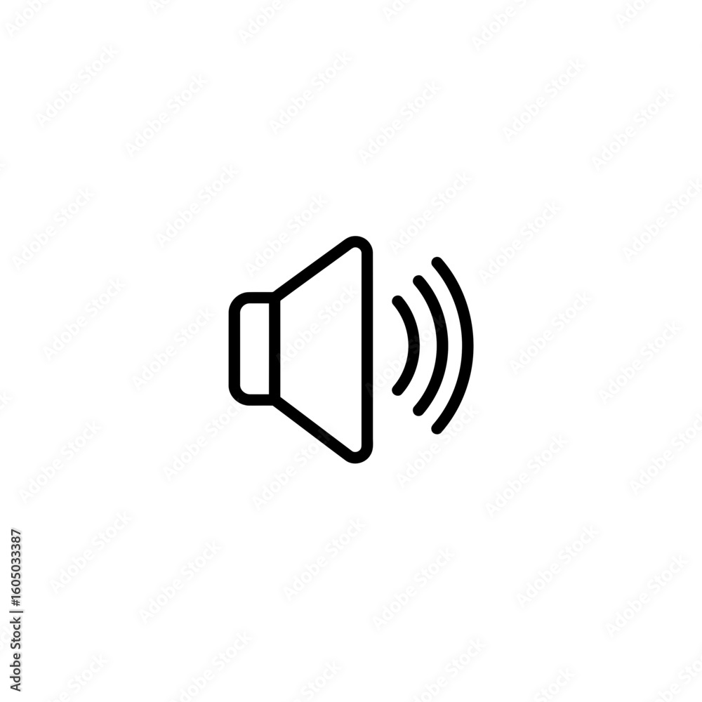 Sound speaker icon with sound waves, vector icon illustration. Announcement and attention for listeners, message and music concept Sound speaker icon with sound waves, vector icon illustration. Announcement and attention for listeners, message and music concept
