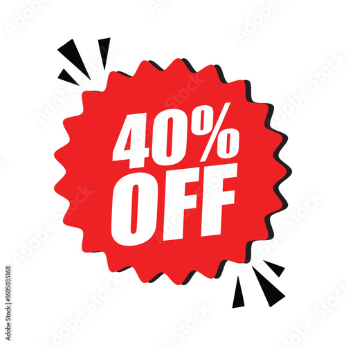 40% Off Red Badge – 40% Discount Sticker for Sales, Offers, and Promotions