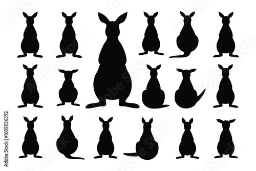 Collection of silhouetted big cats in various dynamic poses showcasing their athleticism and graceful forms