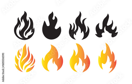  Gradient Fire Icons Set. Vector Illustration eps 10