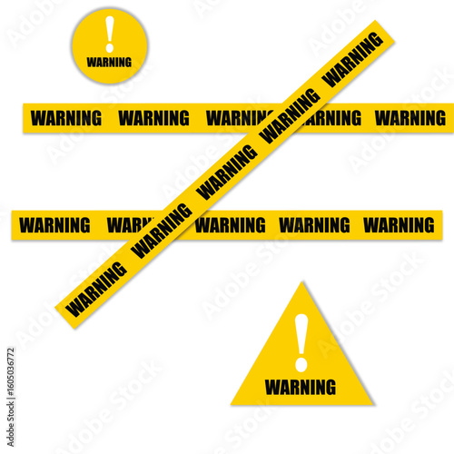Warning Bar Vector Illustration – Alert, Caution Tape, and Safety Sign Elements