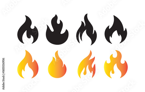  Gradient Fire Icons Set. Vector Illustration eps 10