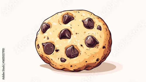 Artistic Style Chocolate Chip Cookie Illustration for Creative Projects