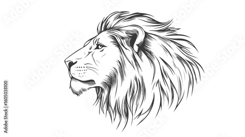 Minimalist Black and White Lion Line Drawing for Graphic Design Projects