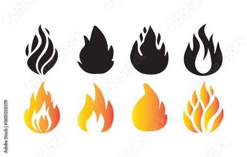  Gradient Fire Icons Set. Vector Illustration eps 10