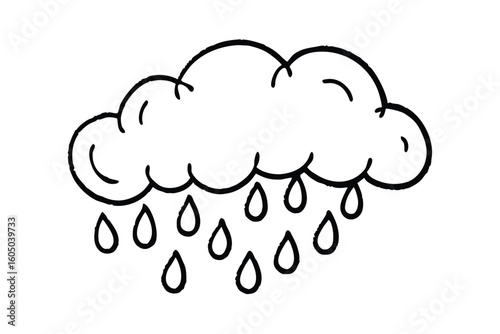 Doodle Of Rain Falling From Cloud