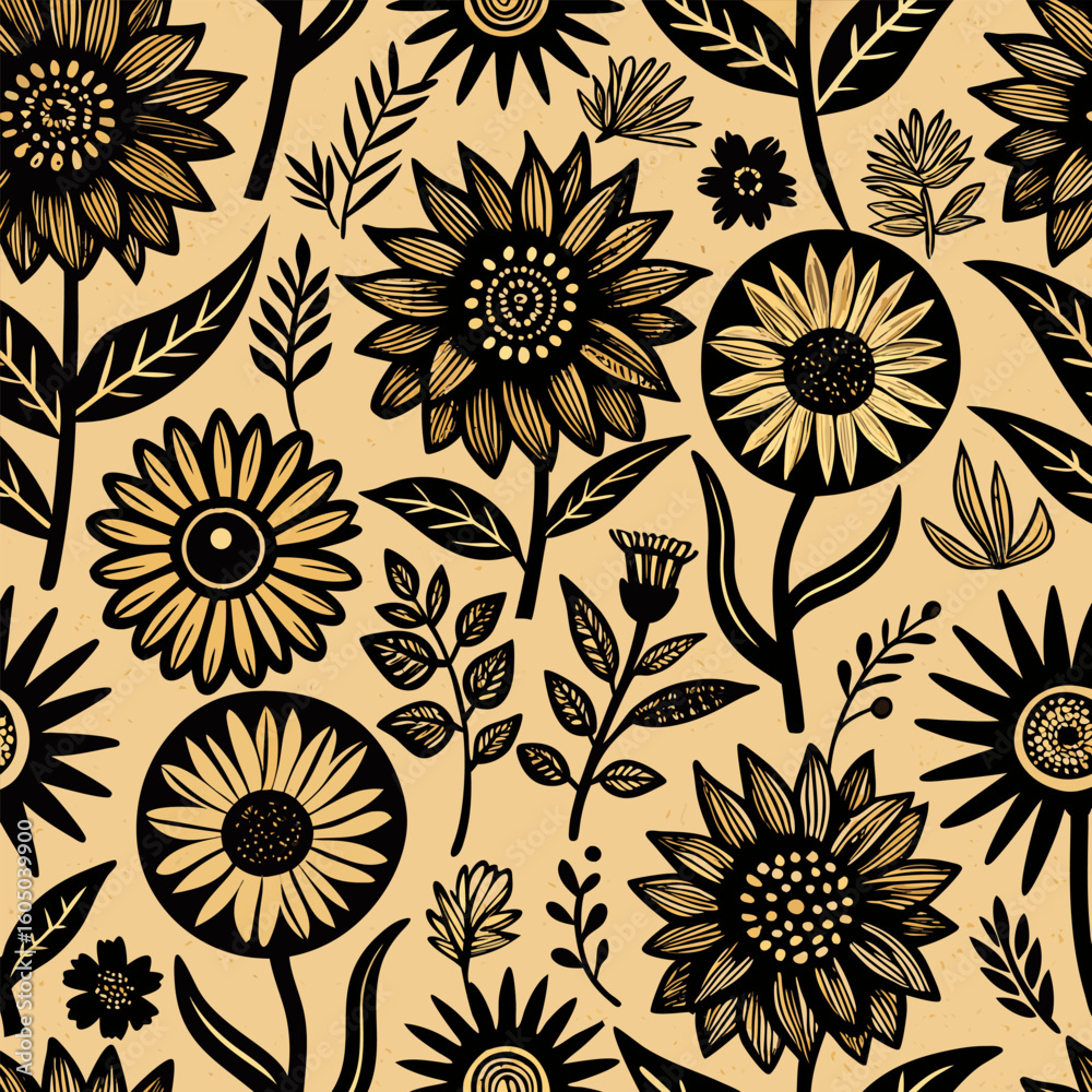 Fototapeta premium Seamless reminiscent faded vector illustration