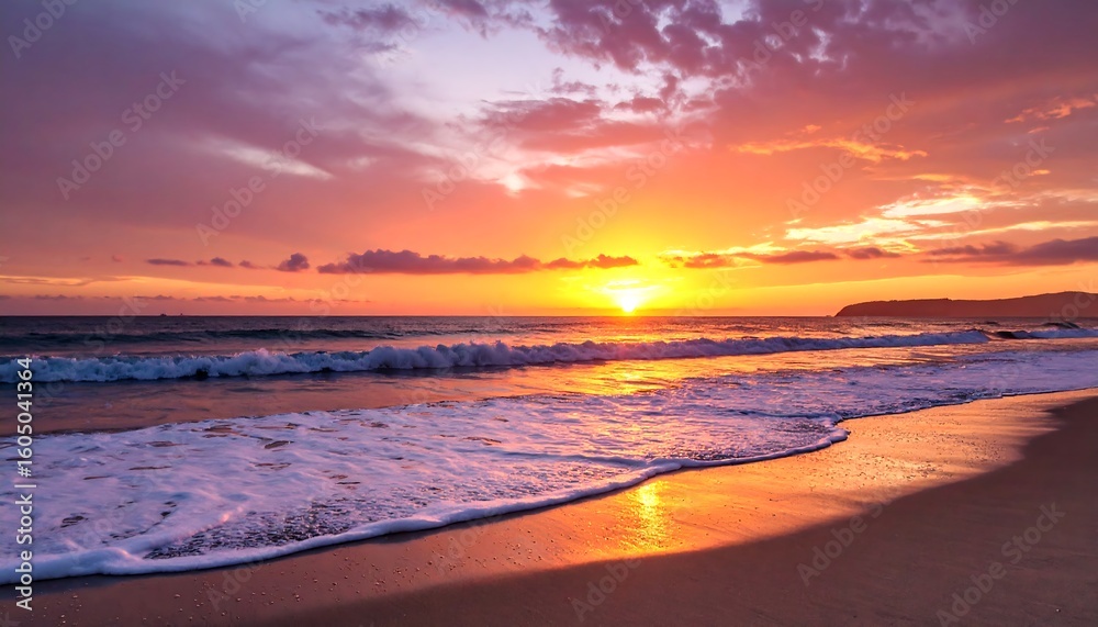 Fototapeta premium Colorful sunset over a beach