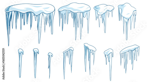 Snow Cap Drift Vector Symbol Icon Design with Icicles for Graphic Projects