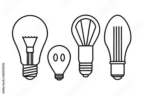 Bulb Types Halogen Led Incandescent Vector