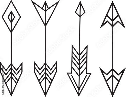 Three stylized geometric arrows in a tribal or boho design
