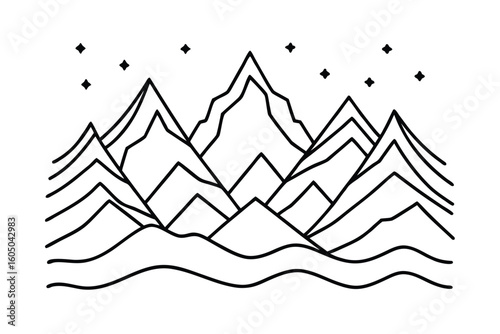 Aurora Line Pattern Over Mountains