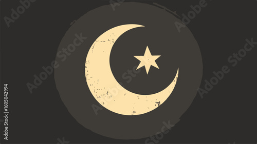 Elegant Islamic symbol Crescent Star icon on white background