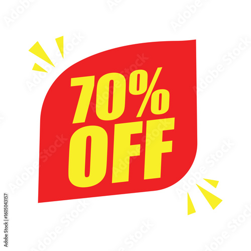 70% Off Red Badge – 70% Discount Sticker for Sales, Offers, and Promotions