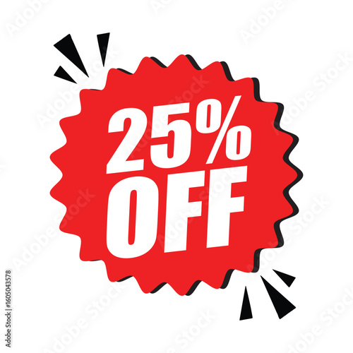 25% Off Red Badge – 25% Discount Sticker for Sales, Offers, and Promotions