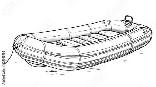 Fun Kids Coloring Page of an Inflatable Boat for Creative Play and Learning