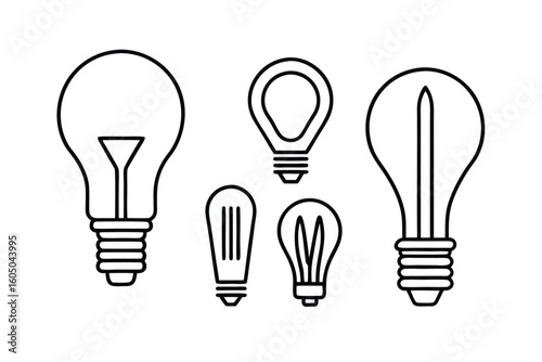 Flat Vector Illustration Of Bulb Socket Types