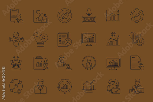 Collection of ancient egyptian hieroglyphs and symbols in a brown pattern