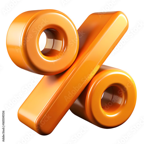 3D Orange Percentage Symbol - Sign of Discount, Interest, or Statistics