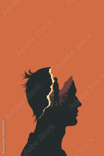 Trauma, Child, Father, Son, Childhood, Man, Personality, Schizophrenia, Psychology, Split, Depression, Axiocity, Mental Health, Vector, Artwork