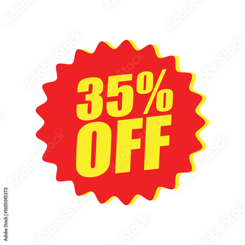 35% Off Red Badge – 35% Discount Sticker for Sales, Offers, and Promotions
