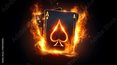 Flaming playing cards