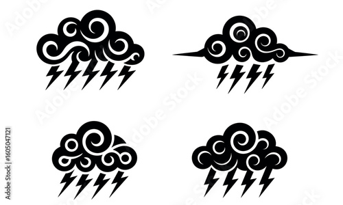 Storm cloud with lightning icon weather illustration
