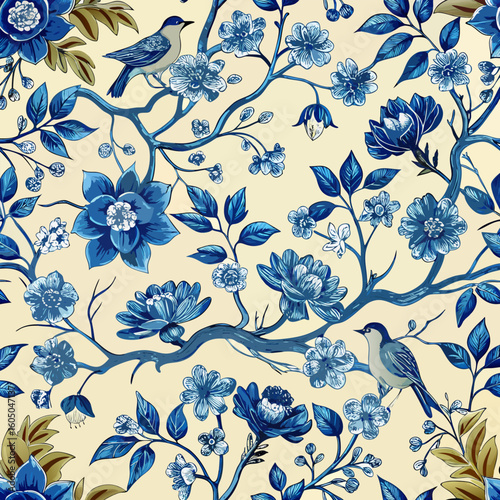 dramatic  moody seamless floral pattern vector illustration