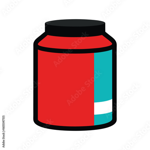 whey protein tub on white background