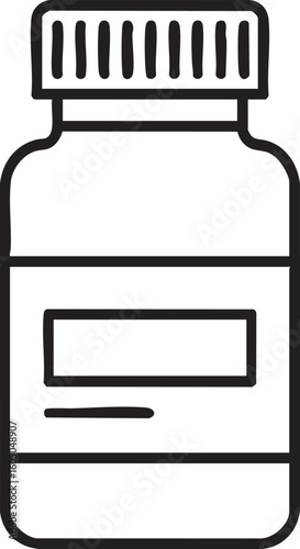 Doodle style illustration of a container for health supplements