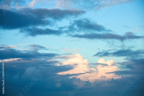 Sky replacement of New Zealand clean blue sky and rain clouds.
