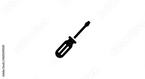 Simple black silhouette of a screwdriver, angled to the right.