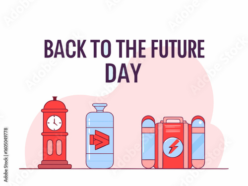 Bild auf Leinwand Back to the Future Day Celebration with Clock Tower Plutonium and Flux Capacitor