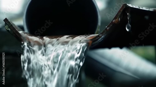 Water cascading from a pipe