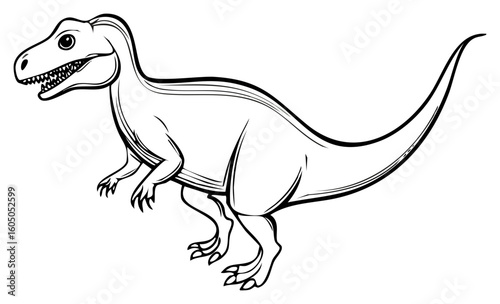 Dinosaur illustration profile view black and white simple line art drawing