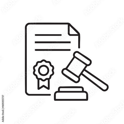Legal Document Gavel and Seal A Symbolic Representation of Law Justice and Official Certification minimalist