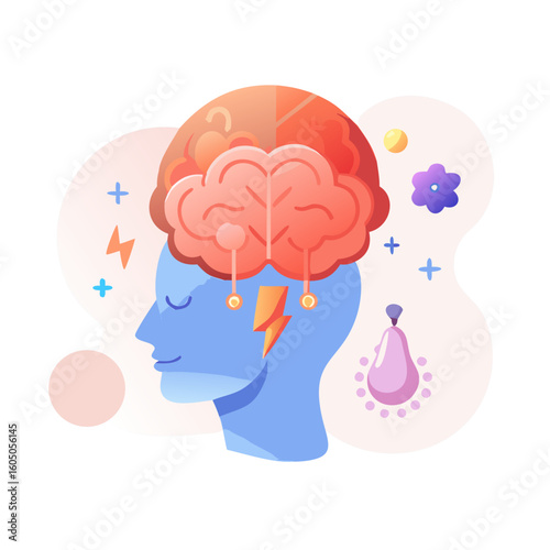 Conceptual art of think, brain mind, mental health, spiritual, soul and psychology. concept idea art. surreal 3d illustration.