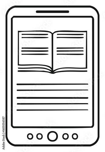Tablet Displaying an Open Book Digital Reading E Reader Device