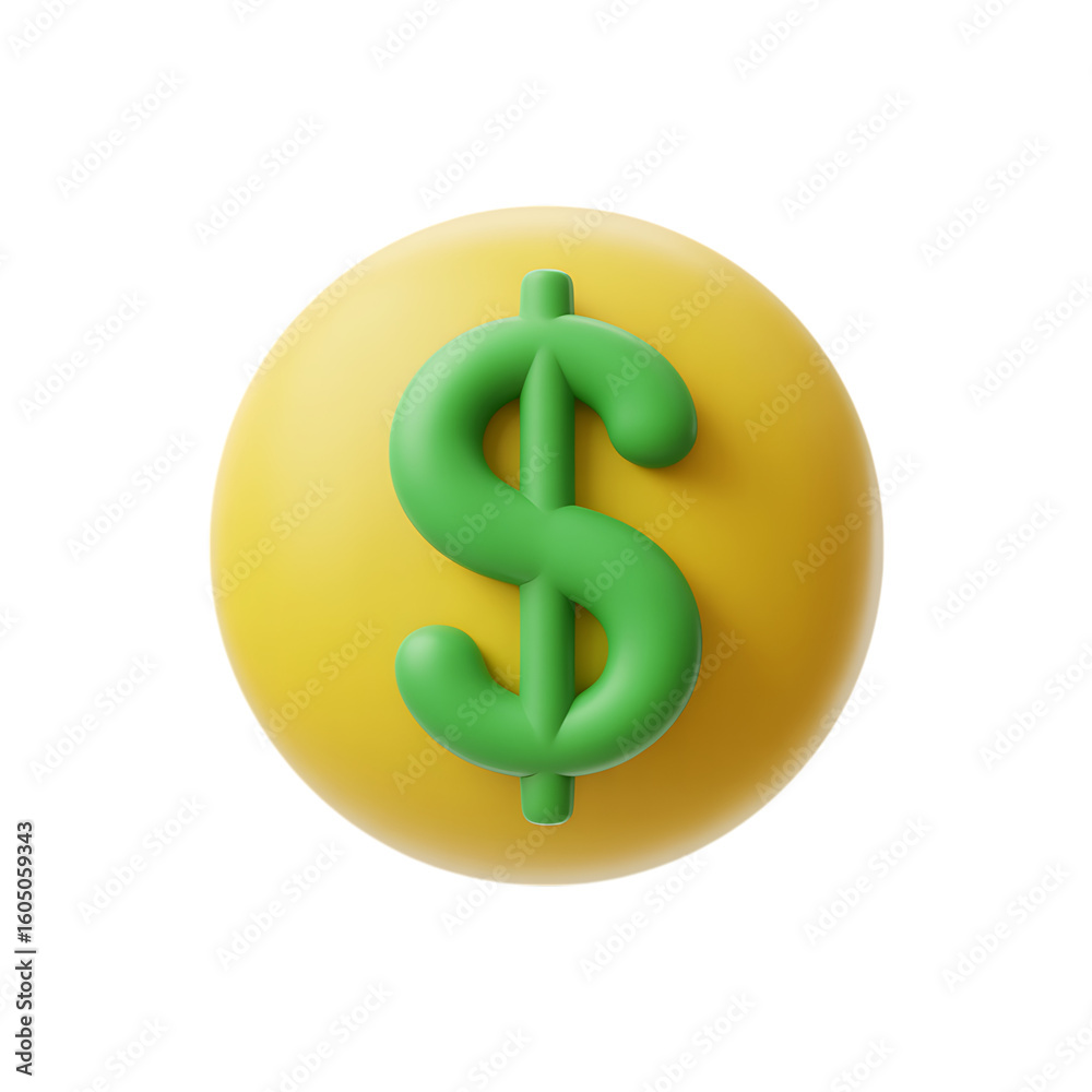 Green dollar symbol on a yellow circle dollar sign currency Green dollar symbol on a yellow circle dollar sign currency