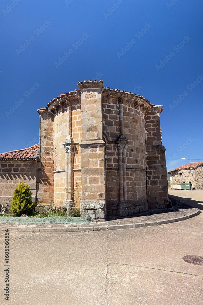 Obraz premium Romanesque stone church of San Juan Bautista in Villavega de Aguilar