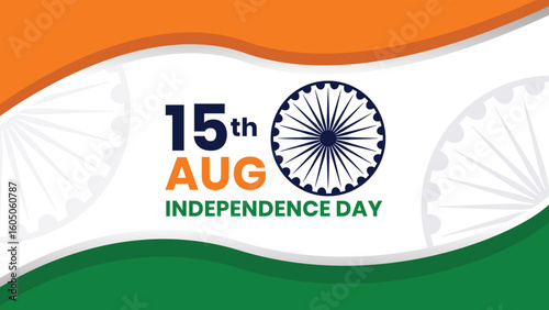 15th August Indian Independence Day Graphic Design with Tricolor and Ashoka Chakra
