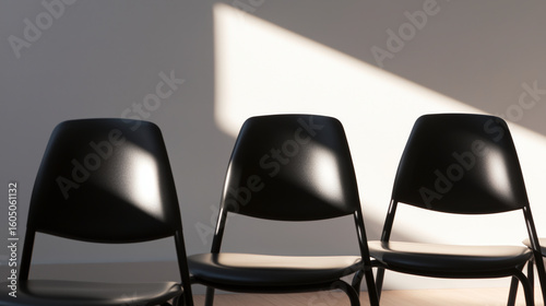 empty classroom with chairs in perfect rows and a projector